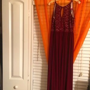 Burgundy Halter Prom Dress
